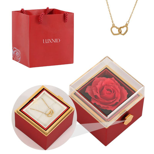 Eternal Rose Box with Engraved Necklace