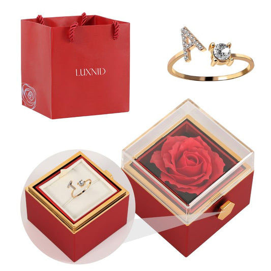 Eternal Rose Box with Initial Ring